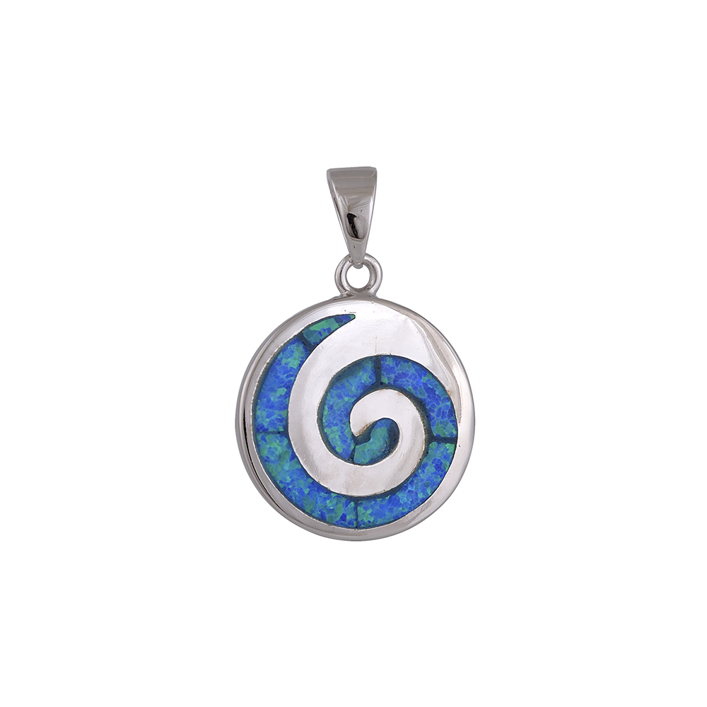 Spiral Pendant with Opal Stone in Silver 925