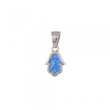 Fatima's Hand Pendant with Opal Stone in Silver 925