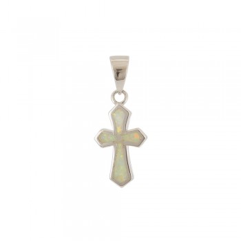 Cross Pendant with Opal Stone in Silver 925