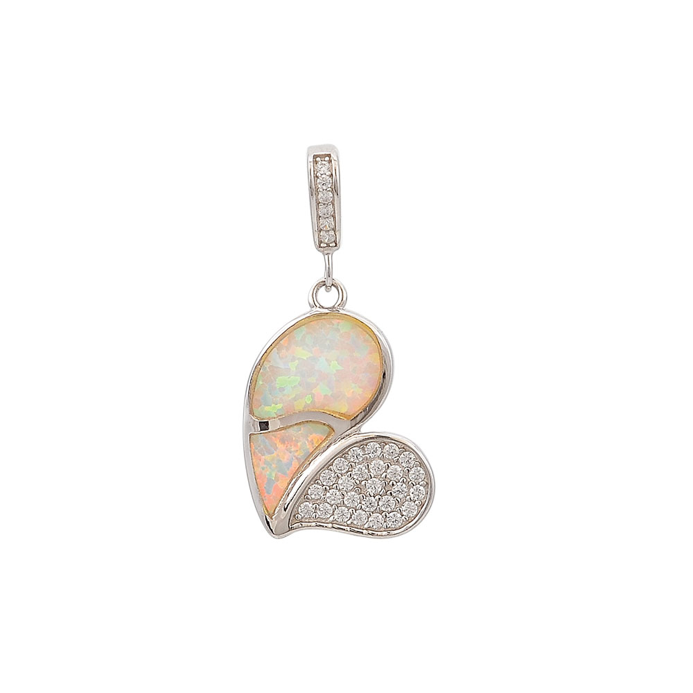 Μοτίφ Καρδιά με Opal Πέτρα από Ασήμι 925