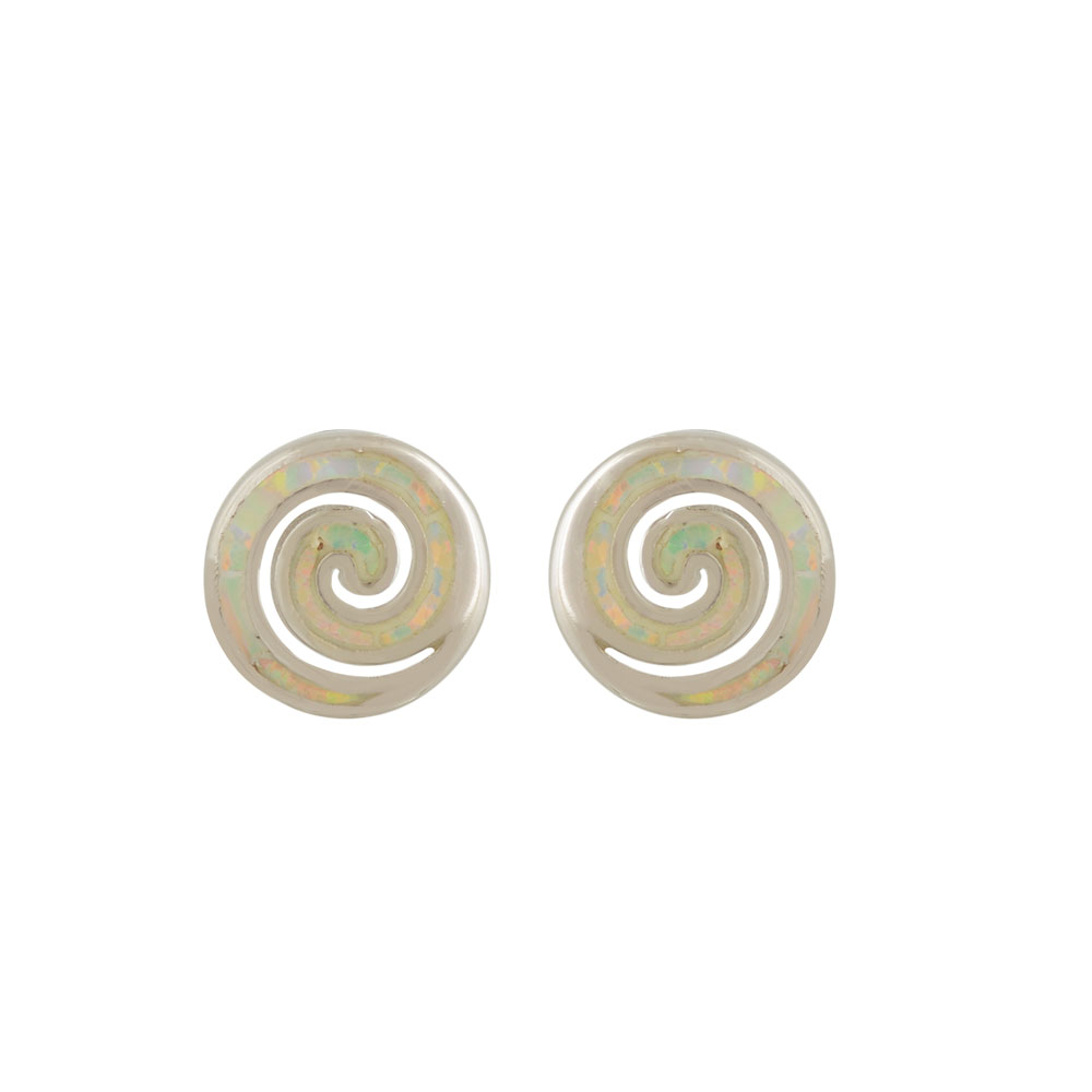 Σκουλαρίκια Καρφωτά Σπείρα με Opal Πέτρα από Ασήμι 925