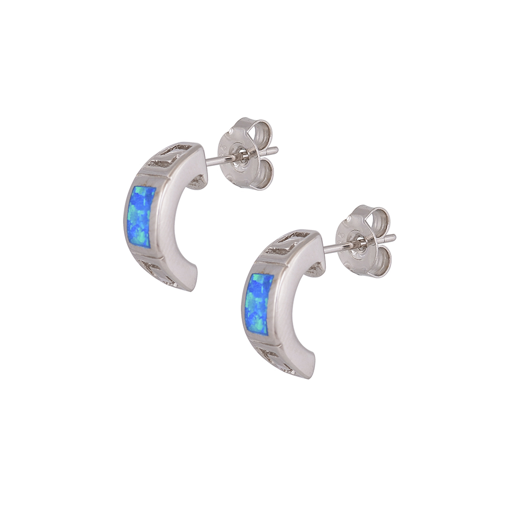 Stud Earrings with Opal Stone in Silver 925