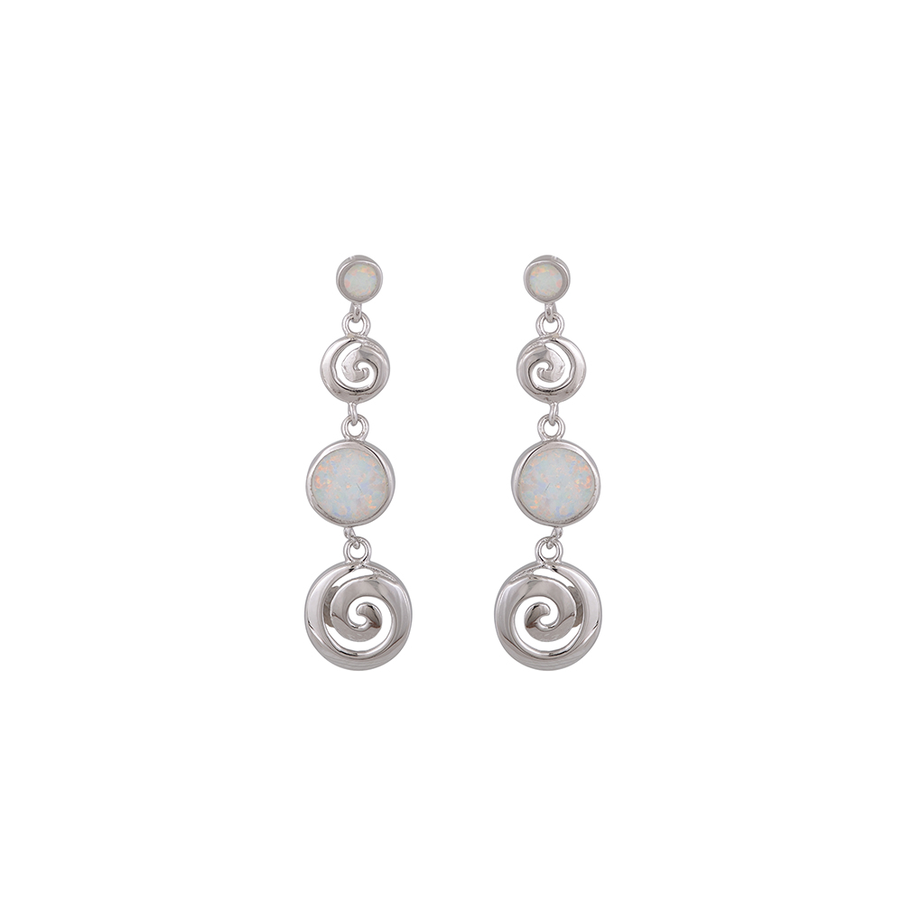 Shoulder Duster Earrings with Opal Stone in Silver 925