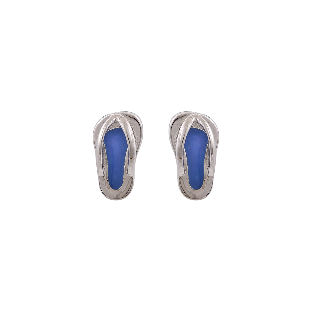 Stud Sandal Earrings with Opal Stone in Silver 925