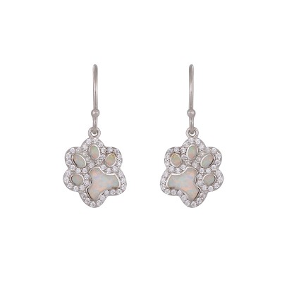 Wire hook Earrings with Opal Stone in Silver 925