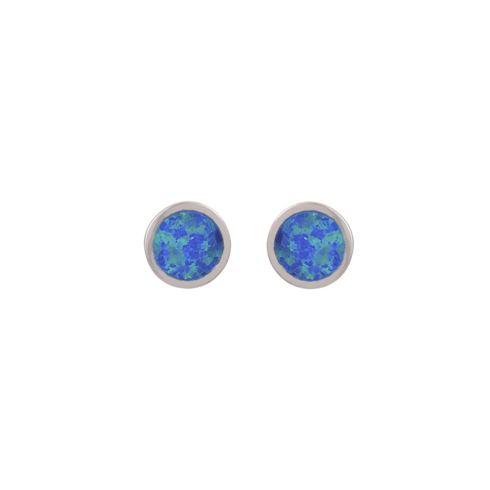 Σκουλαρίκια Καρφωτά Μονόπετρο με Opal Πέτρα από Ασήμι 925