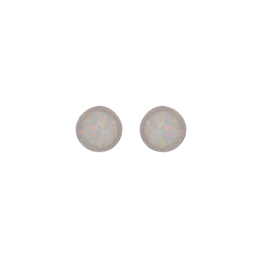 Σκουλαρίκια Μονόπετρο με Opal Πέτρα από Ασήμι 925