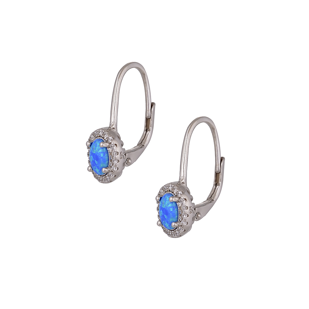 Leverback Earrings with Opal Stone in Silver 925