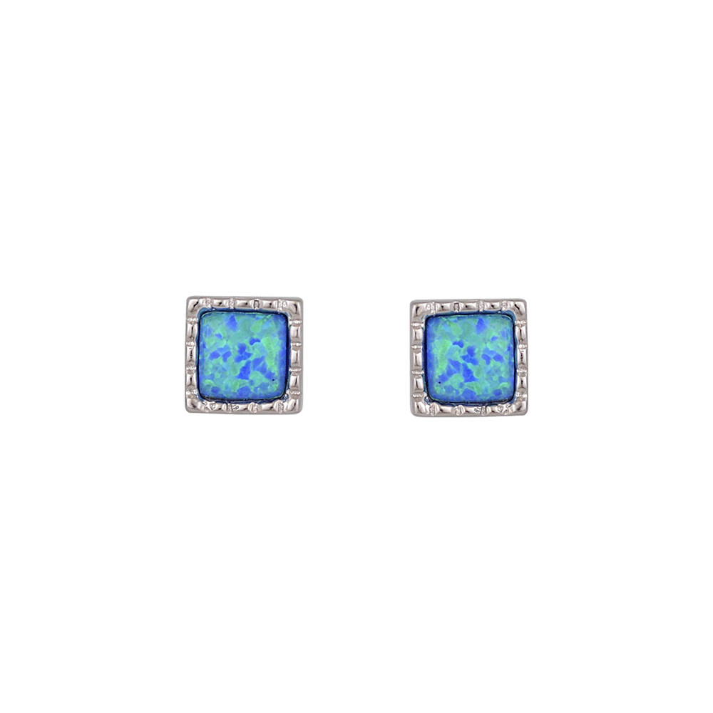 Earrings Single Stone with Opal Stone in Silver 925