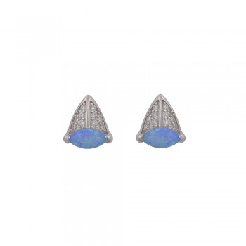 Earrings Single Stone with Opal Stone in Silver 925