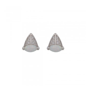 Earrings Single Stone with Opal Stone in Silver 925