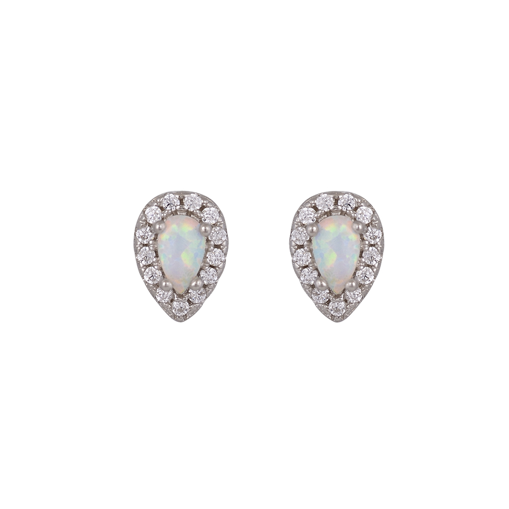 Earrings Single Stone with Opal Stone in Silver 925