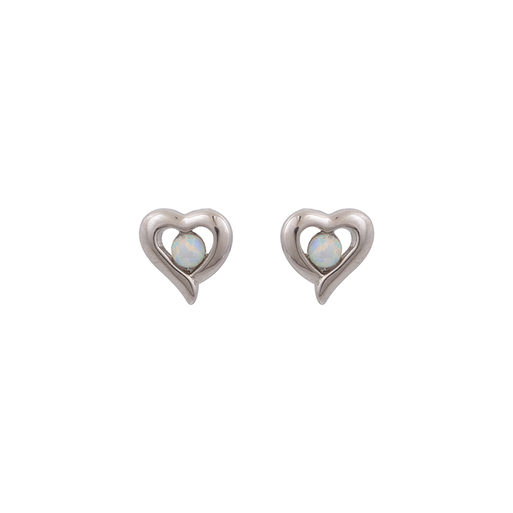 Σκουλαρίκια Καρδιά με Opal Πέτρα από Ασήμι 925