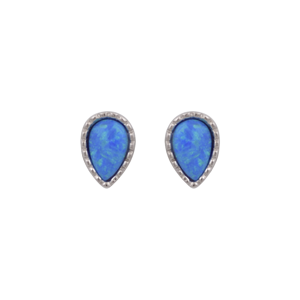 Stud Tear Earrings  with Opal Stone in Silver 925