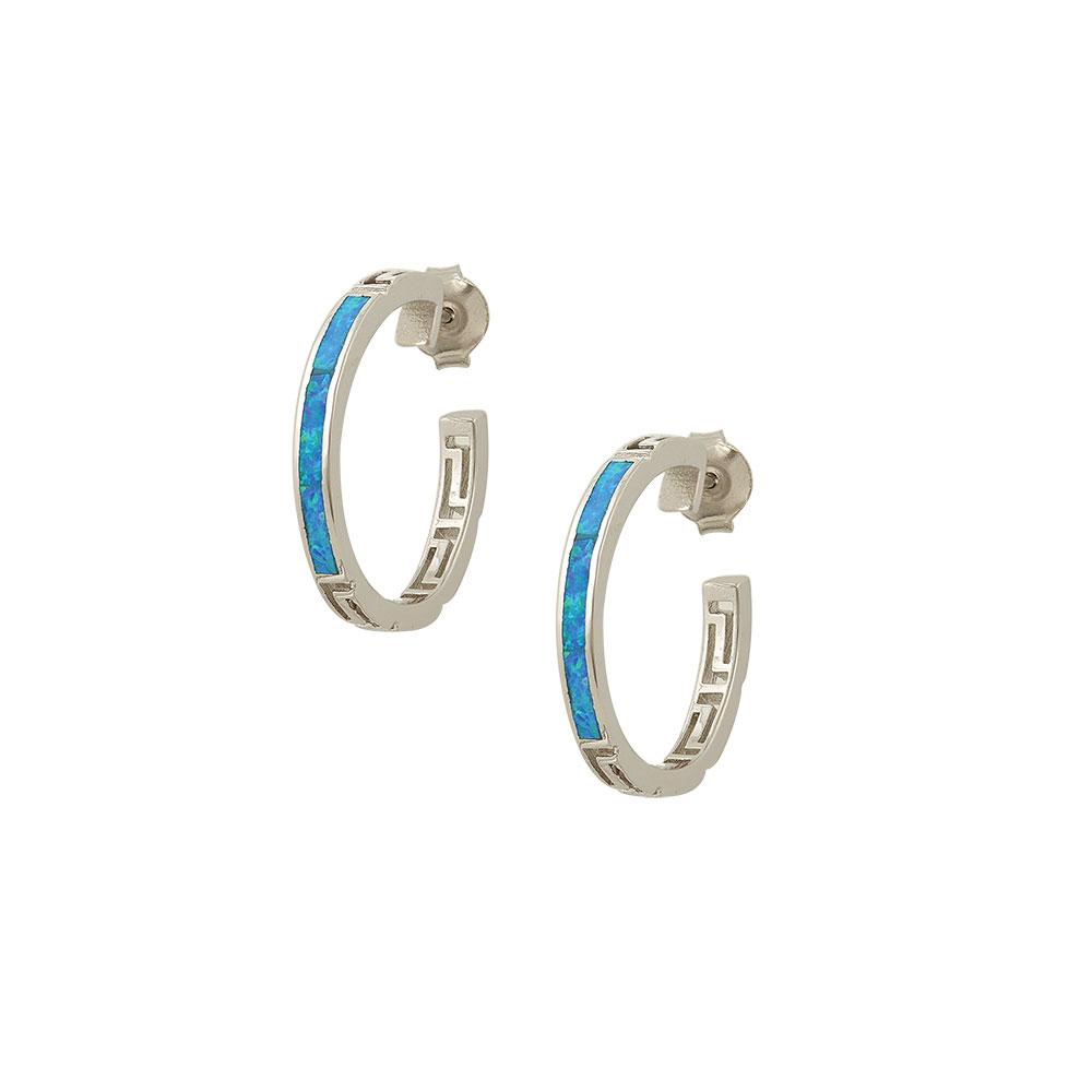 Hoop Earrings with Opal Stone in Silver 925