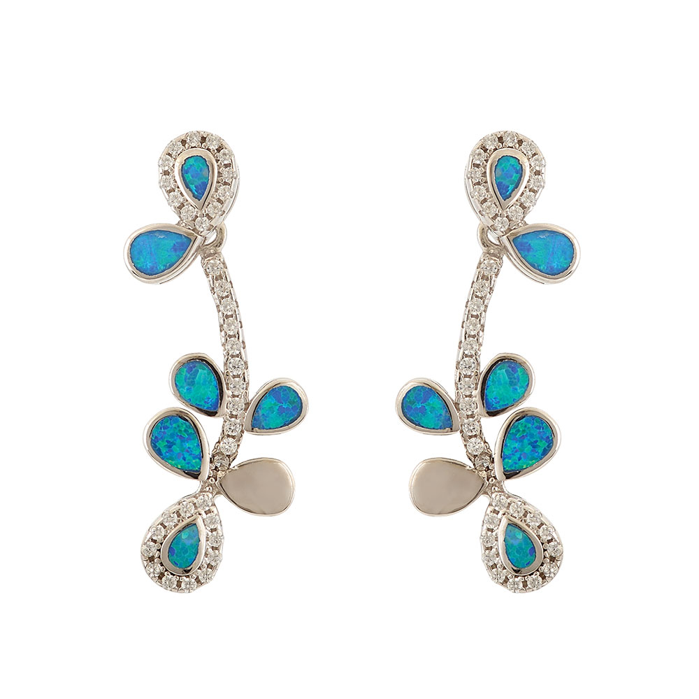 Drop Earrings with Opal Stone in Silver 925