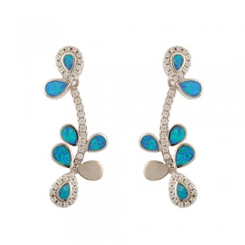 Drop Earrings with Opal Stone in Silver 925