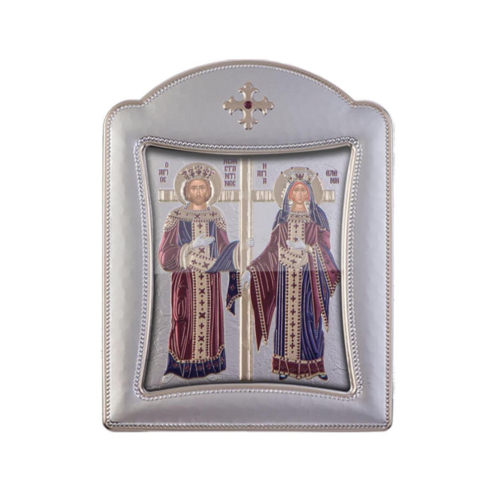 Αγιος Κωνσταντίνος και Αγία Ελένη με Μοντέρνο Κανονικό Στεφάνι και Τζάμι