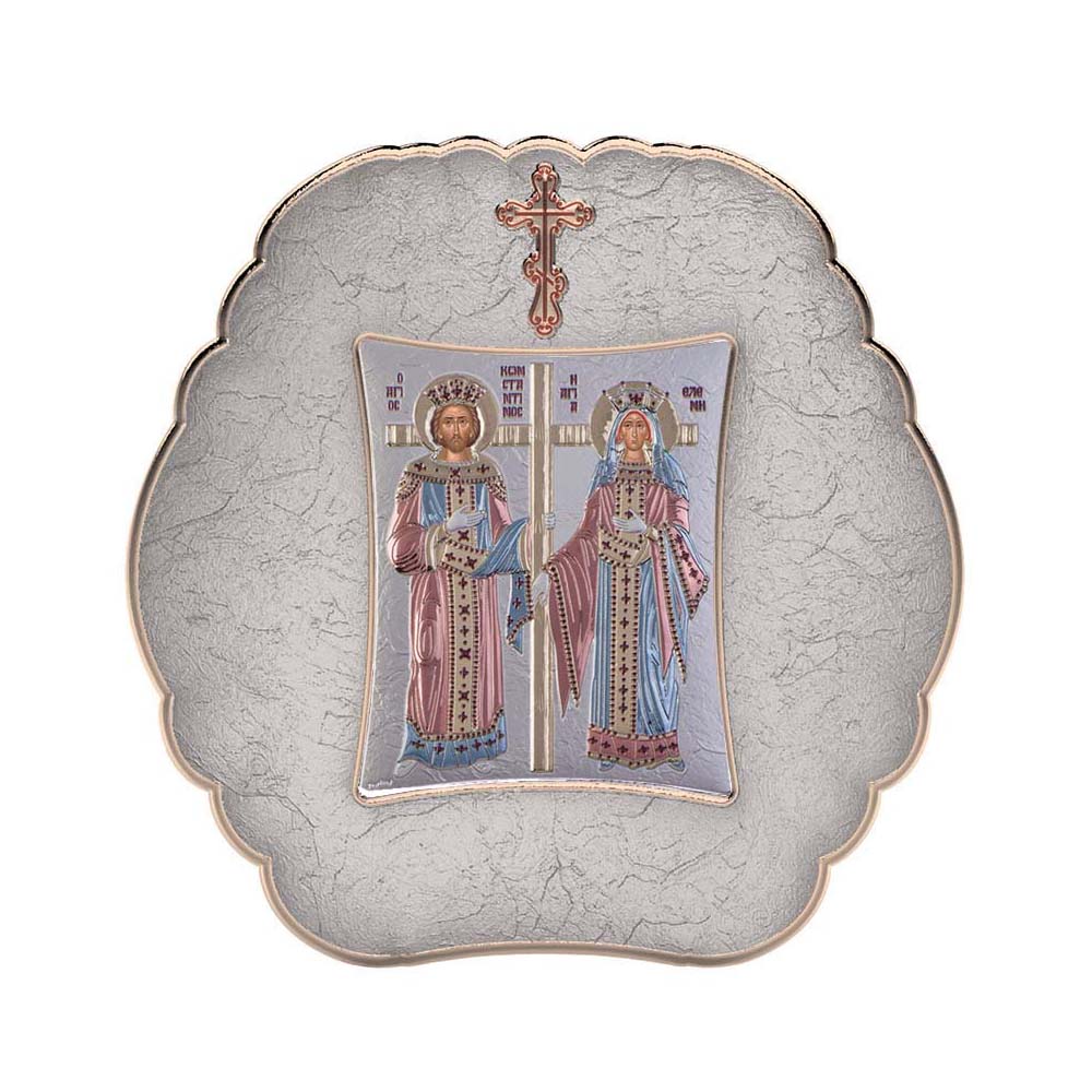 Saint Constantinos and Helen with Modern Round Frame
