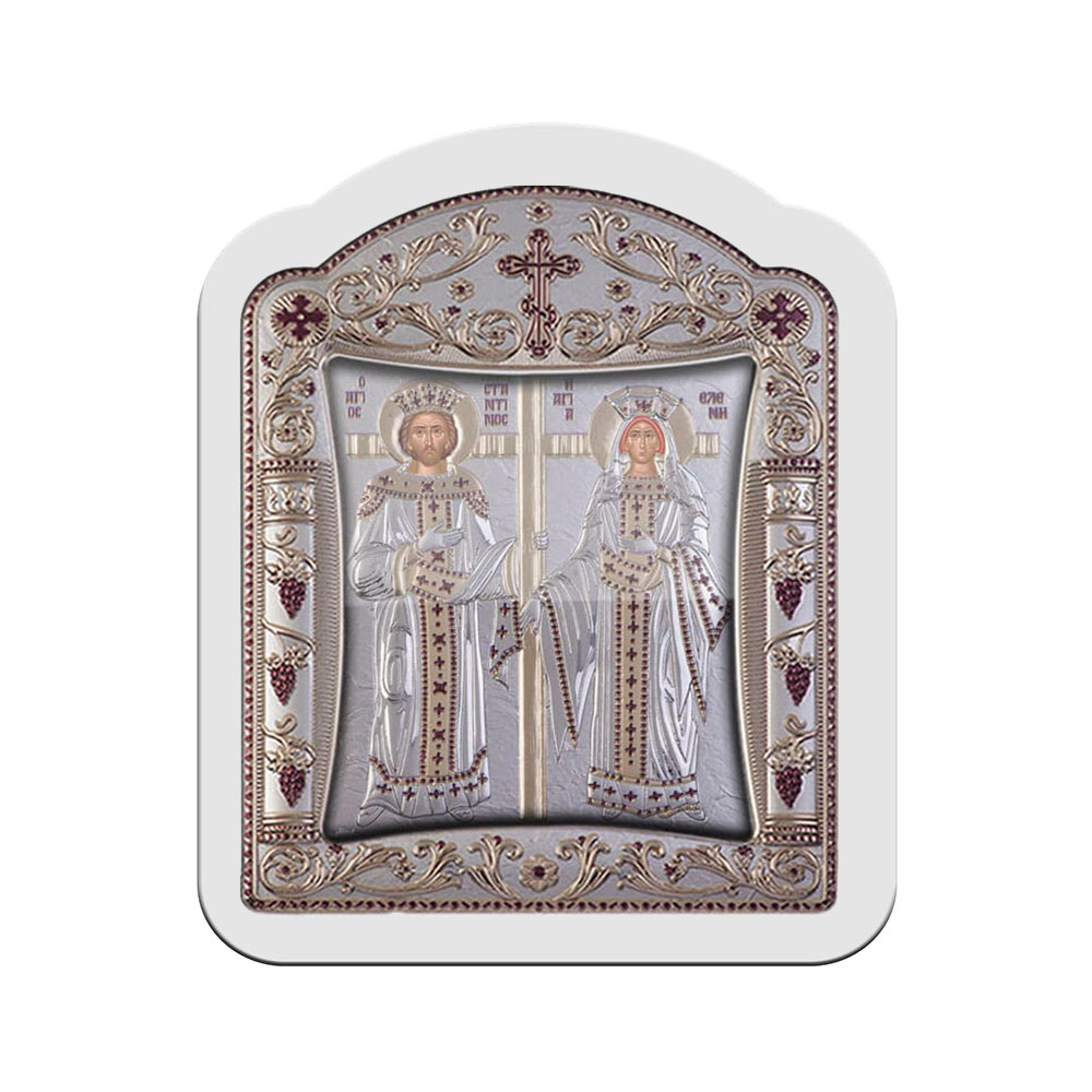 Αγιος Κωνσταντίνος και Αγία Ελένη με Κλασικό Κανονικό Στεφάνι και Τζάμι