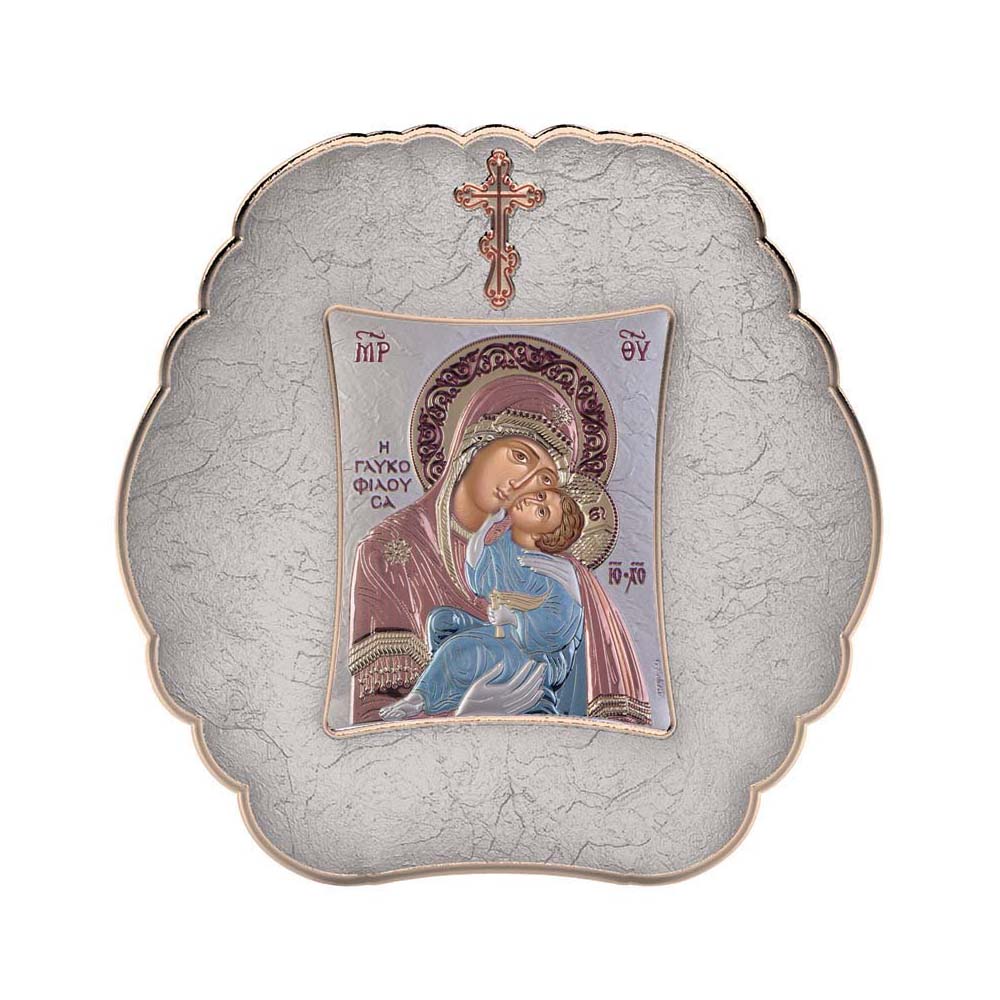 Virgin Mary Sweet Kiss with Modern Round Frame
