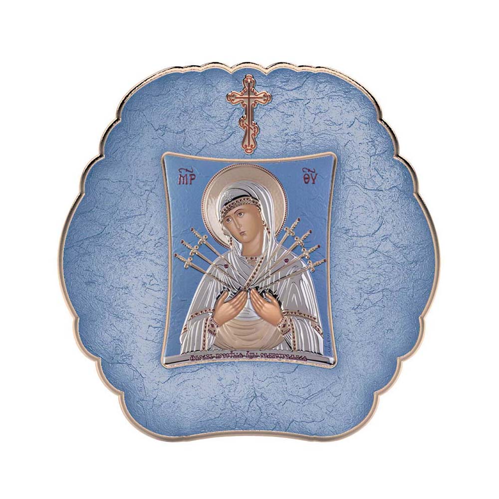 Virgin Mary with Seven with Modern Round Frame