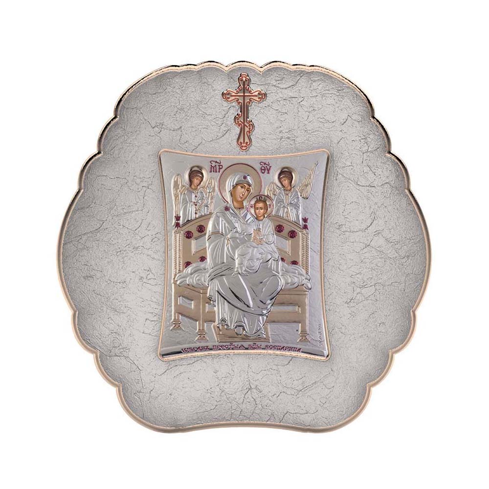 Virgin Mary Pantanasa with Modern Round Frame