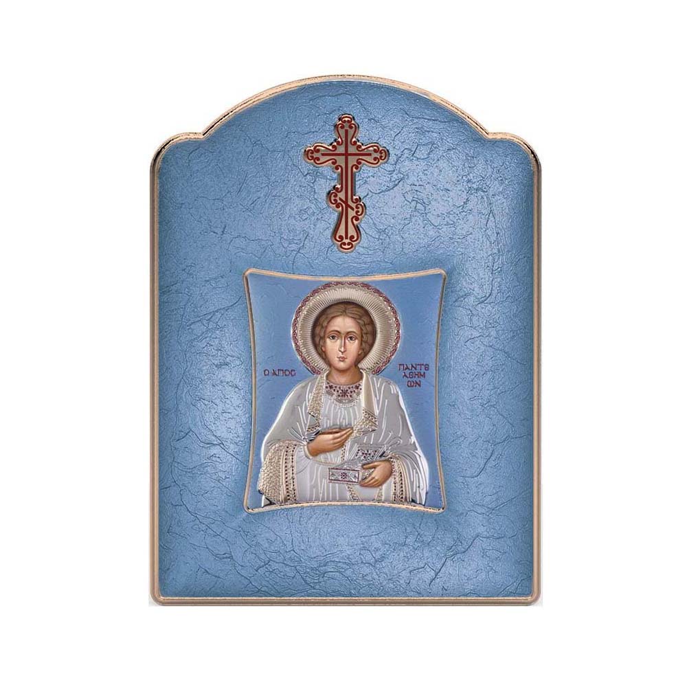 Saint Panteleimon with Modern Wide Frame