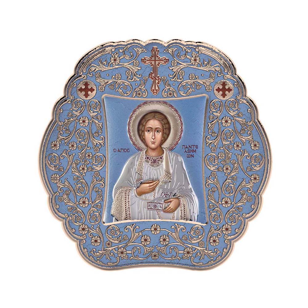 Saint Panteleimon with Classic Round Frame