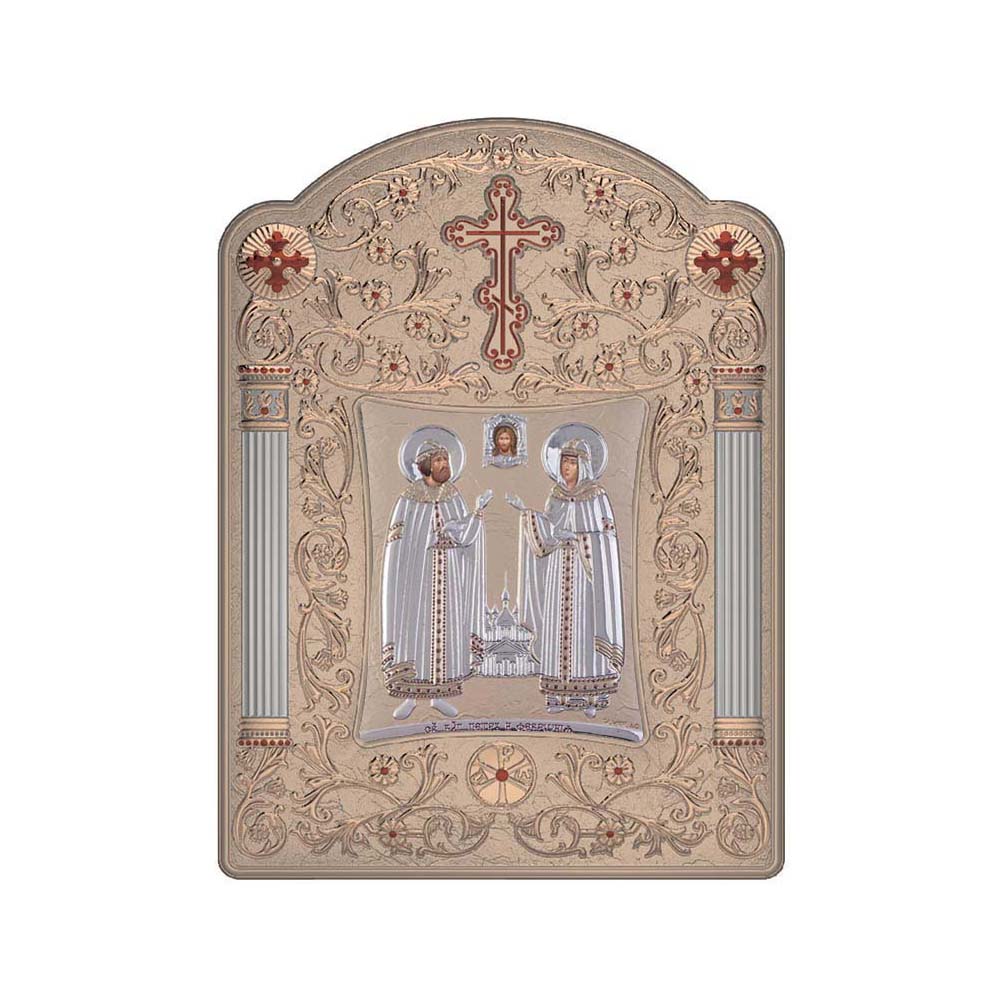Saint Peter and Saint Evdokia with Classic Wide Frame