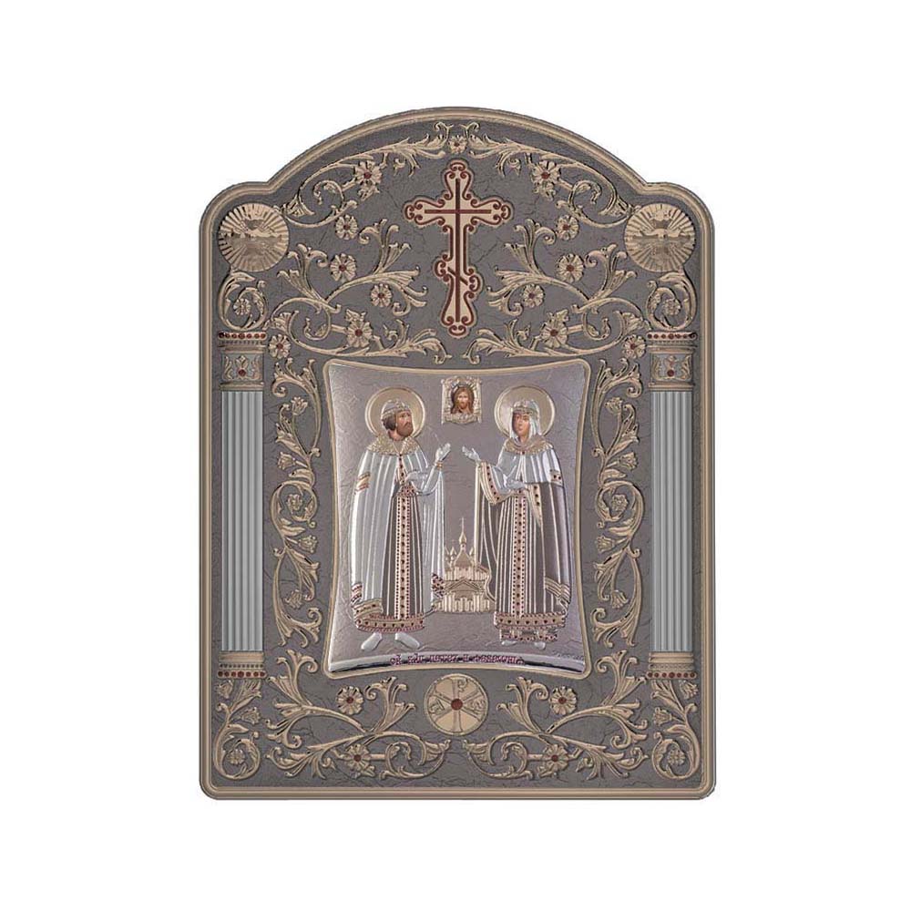 Saint Peter and Saint Evdokia with Classic Wide Frame