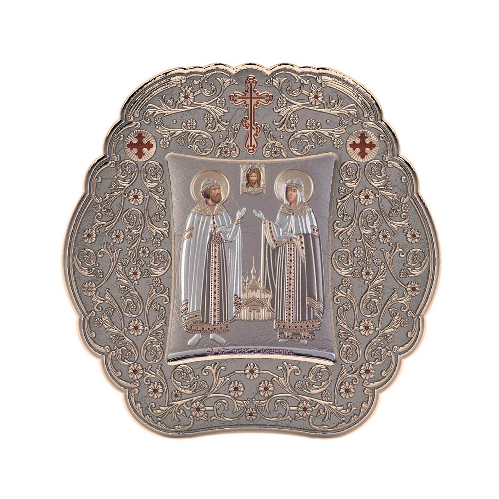 Saint Peter and Saint Evdokia with Classic Round Frame