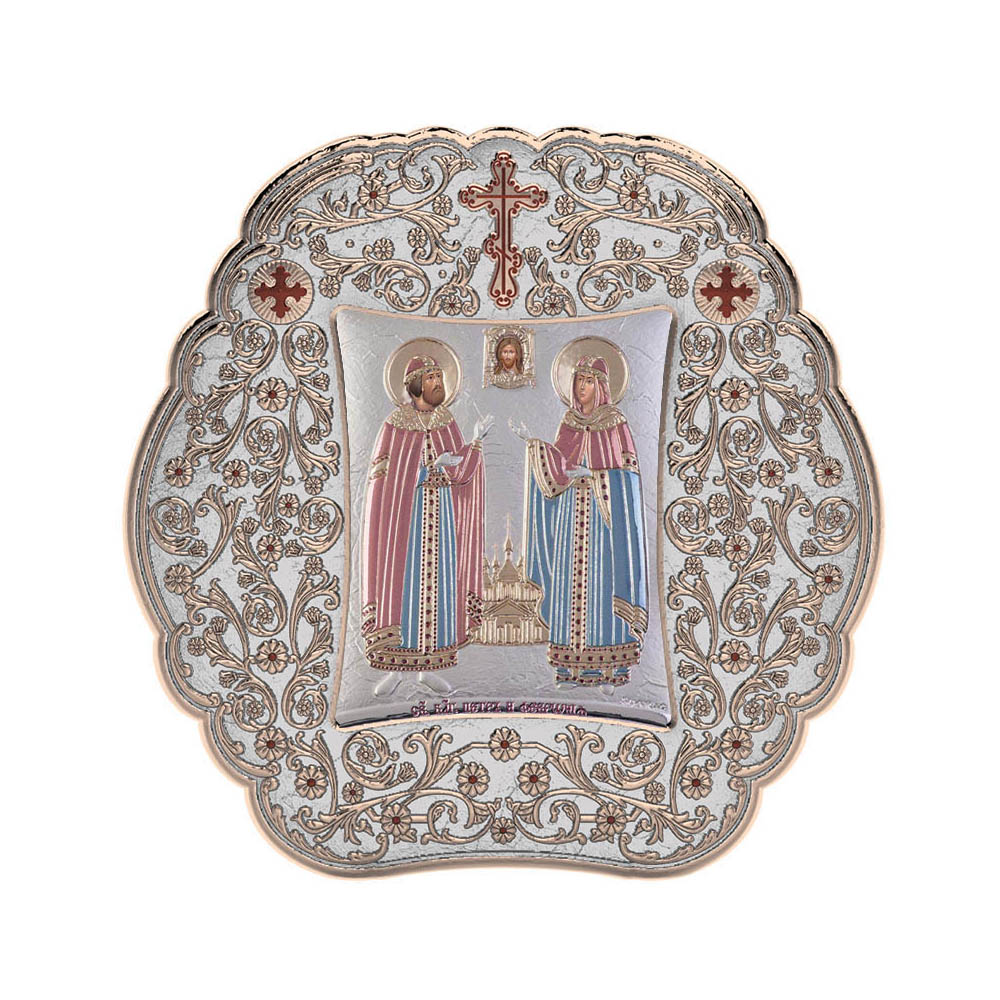 Saint Peter and Saint Evdokia with Classic Round Frame