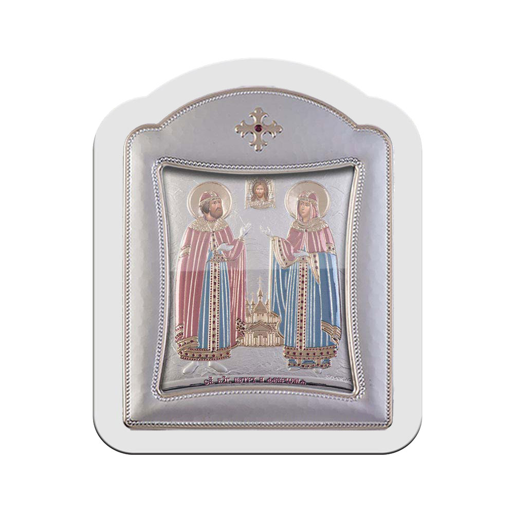 Saint Peter and Saint Evdokia with Modern Frame and Glass