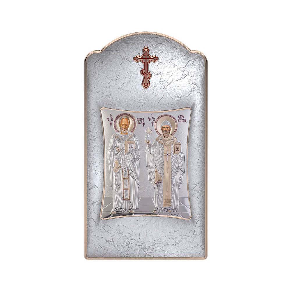 Saint Spyridon and Saint Nicholas with Modern Long Frame