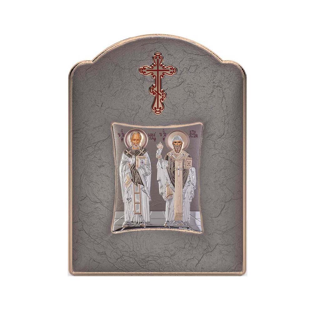 Saint Spyridon and Saint Nicholas with Modern Wide Frame