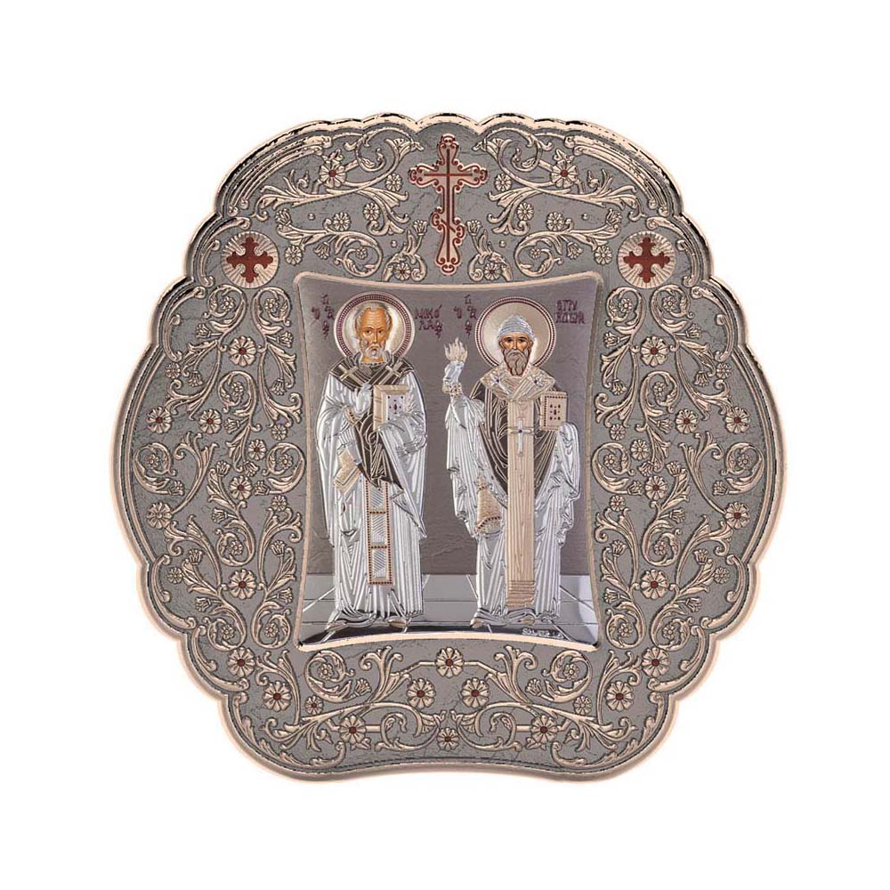 Saint Spyridon and Saint Nicholas with Classic Round Frame