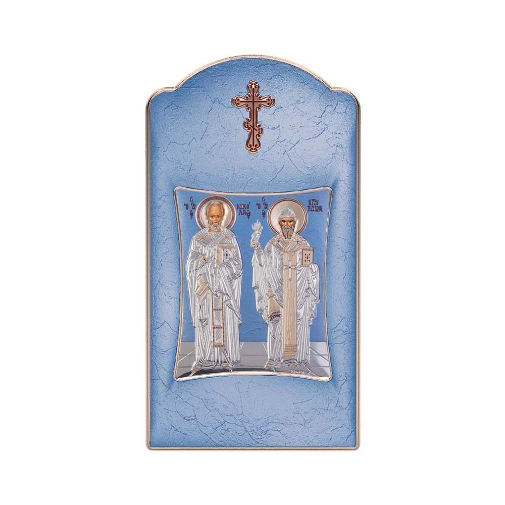 Saint Spyridon and Saint Nicholas with Modern Long Frame