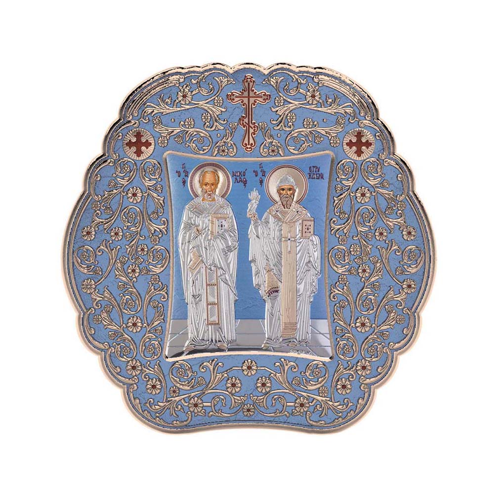 Αγιος Σπυρίδων και Άγιος Νικόλαος με Κλασικό Στρογγυλό Στεφάνι