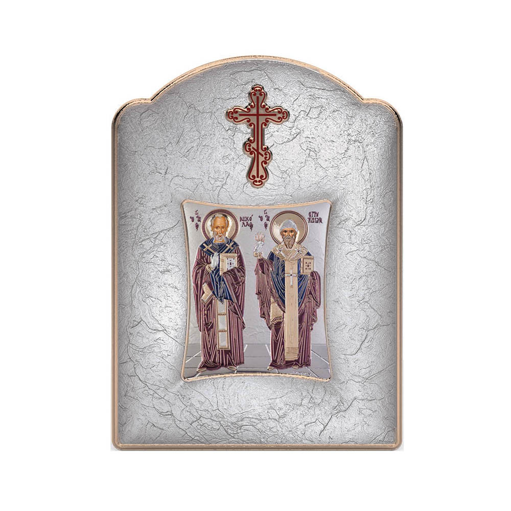 Saint Spyridon and Saint Nicholas with Modern Wide Frame