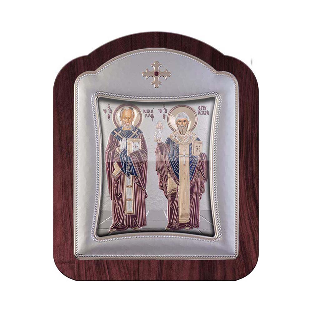 Saint Spyridon and Saint Nicholas with Modern Frame and Glass