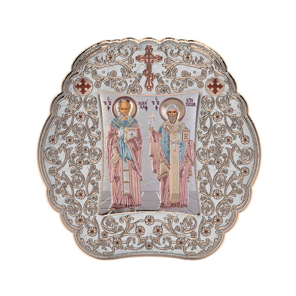 Saint Spyridon and Saint Nicholas with Classic Round Frame