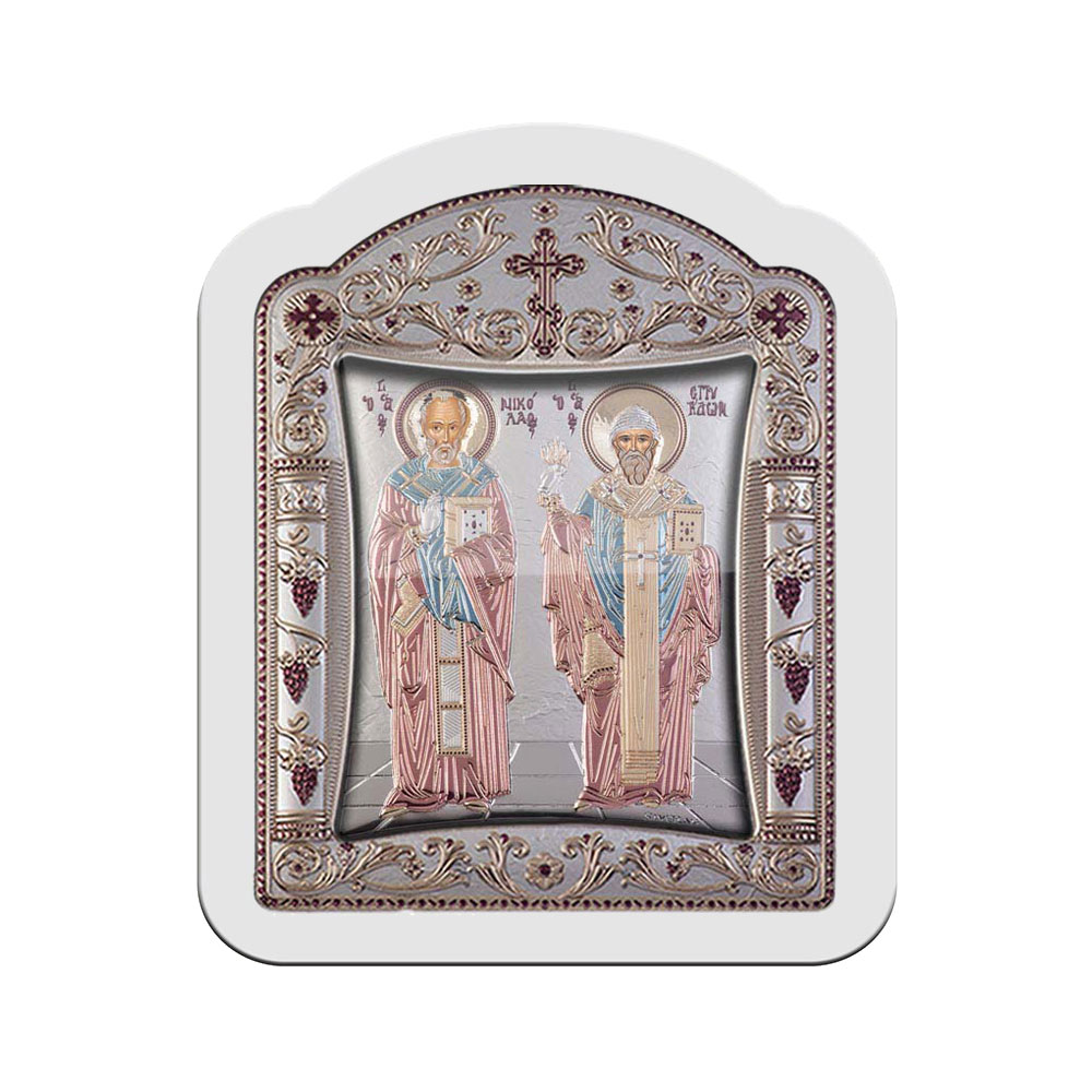 Saint Spyridon and Saint Nicholas with Classic Frame and Glass