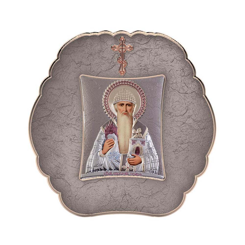 Saint Spyridon with Modern Round Frame