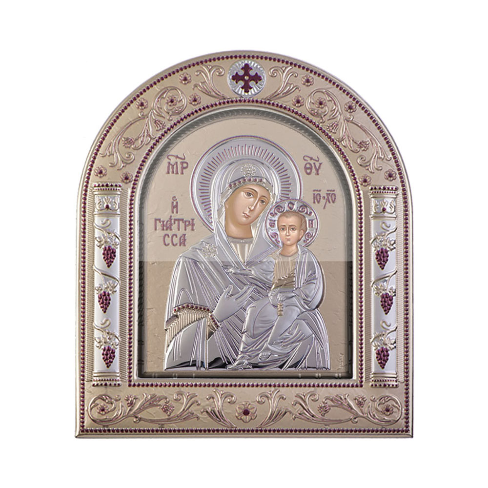 Παναγία Γιάτρισσα με Κλασικό Κανονικό Στεφάνι και Τζάμι