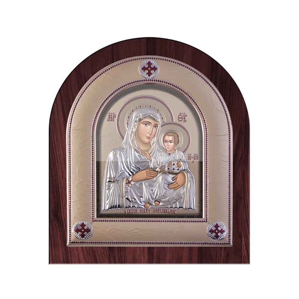 Παναγία Ιεροσολυμίτισσα με Μοντέρνο Κανονικό Στεφάνι και Τζάμι