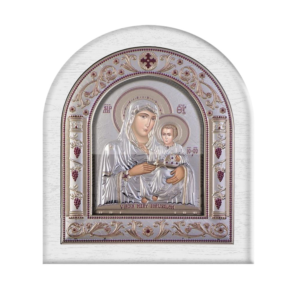 Παναγία Ιεροσολυμίτισσα με Κλασικό Κανονικό Στεφάνι και Τζάμι