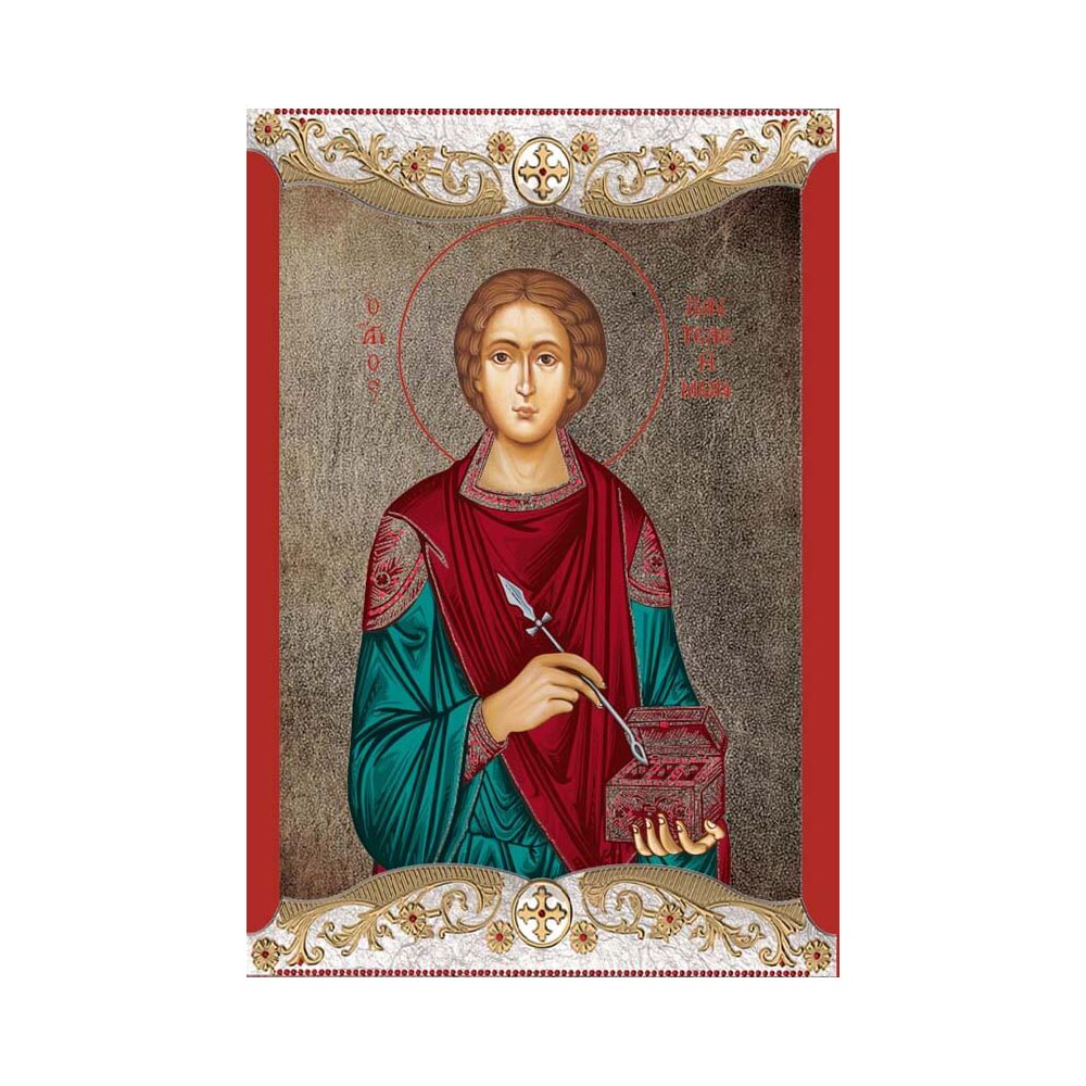 Saint Panteleimon with Vintage Frame
