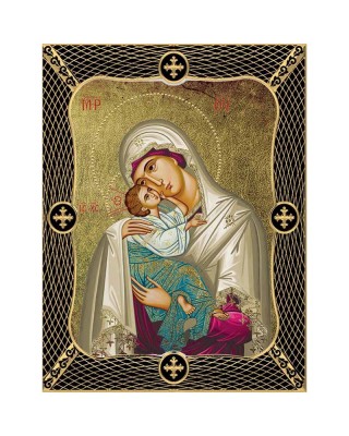Virgin Mary Sweet Kiss with Grid Frame