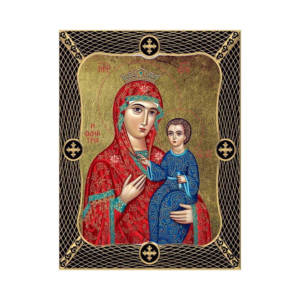 Virgin Mary Hodegetria with Grid Frame